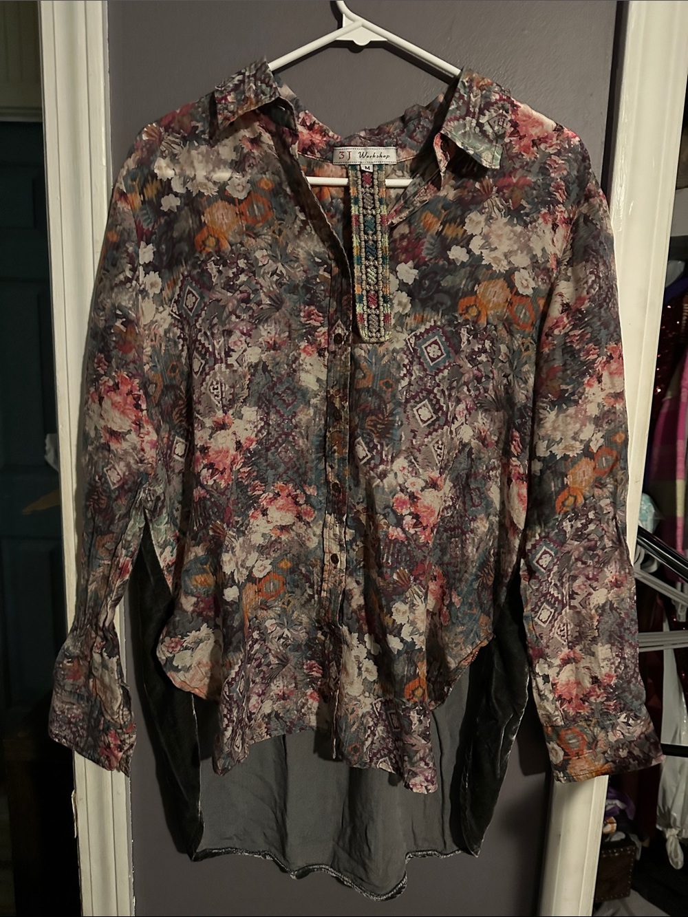 Johnny Was Multicolor Floral & Geo Button-Down Shirt